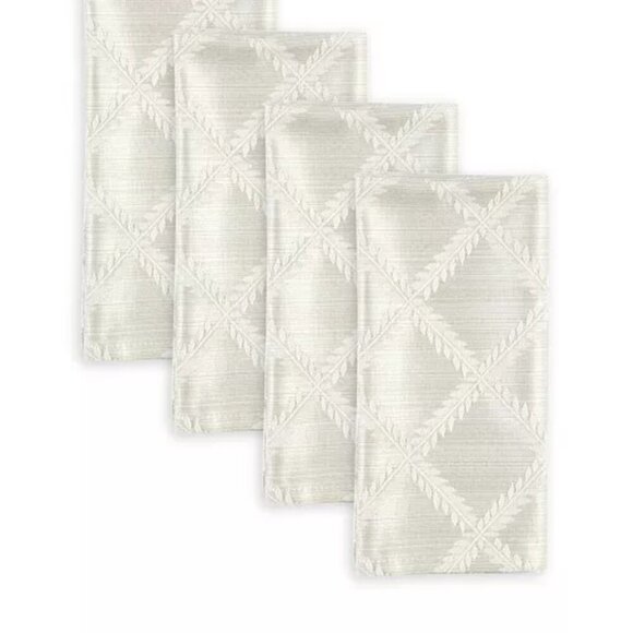 NWT - LENOX Laurel Leaf Napkins Bundle of 4 Napkins LENOX White 19" x 19" - Picture 1 of 5